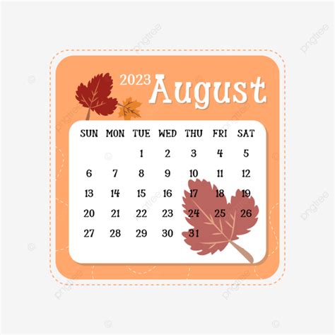 2023 New Year August Cartoon Calendar, 2023, August, Calendar PNG and ...