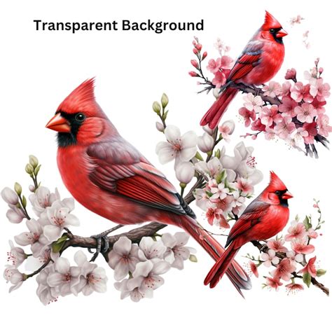 Red Cardinal Clipart Birds Watercolor Etsy