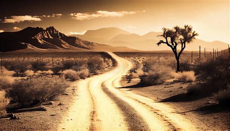 A Dusty Desert Road Rugged Barren Arid Winding Expansive Captured