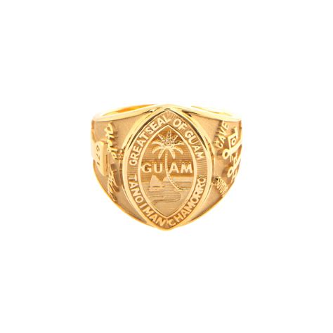 14k Yellow Gold Mens Guam Seal Ring Vince Jewelers