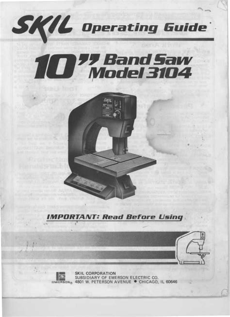 10 Band Saw Model 3104 Manual Guides