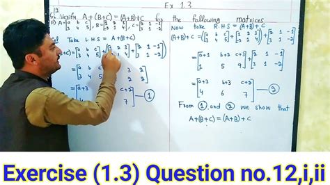 Associative Law Of Addition In Matrices Class 9th Maths Chapter 1 Matrices Kpk Textbook Maths