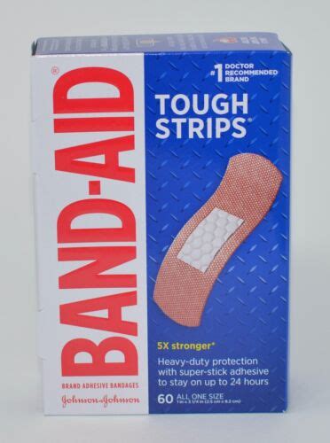 60 Band Aid Brand Adhesive Bandages Tough Strips Box 5x Stronger Heavy Duty Os Ebay