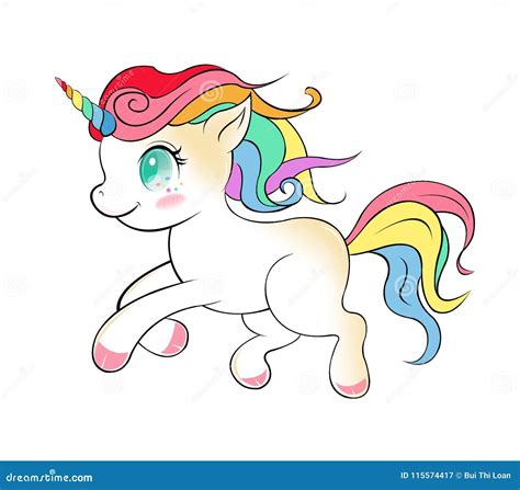 Cute Unicorn Cartoon Vector Unicorn Magic Drawing Isolated Stock