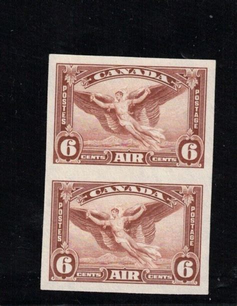 Canada C5b Extra Fine Mint Imperf Pair Unused No Gum Canada Air