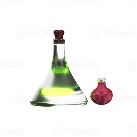 3d Render Of Potion Bottles Icon In Red And Green Color 23226218 Png