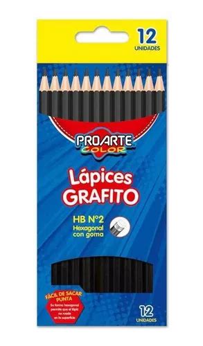 Caja De L Pices Grafito Hexagonal Hb N Con Goma Proarte Cuotas Sin