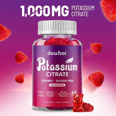 Duwhot Potassium Citrate 1000mg Gummies Potassium Supplement For Adults Women And Men Support