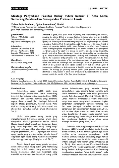 Pdf Strategi Penyediaan Fasilitas Ruang Publik Inklusif Di Kota Lama