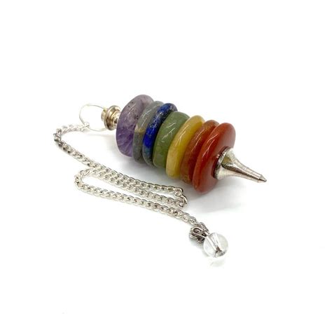 Chakra Bonded Disk Pendulum Healing Dowsing Energy Balancing Gemstone