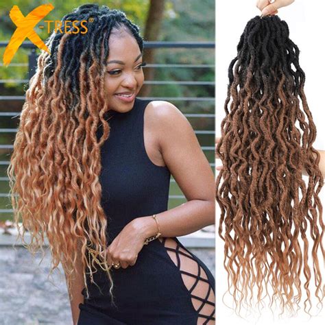 Godin Faux Locs Met Krullend End Synthetische Gehaakte Vlechten Hair