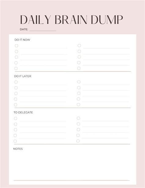 Brain Dump Workbook Brain Dump Printable Brain Dump Template Brain Dump