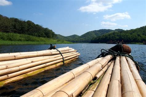 Bamboo raft stock photo. Image of thailand, raft, lake - 53257744