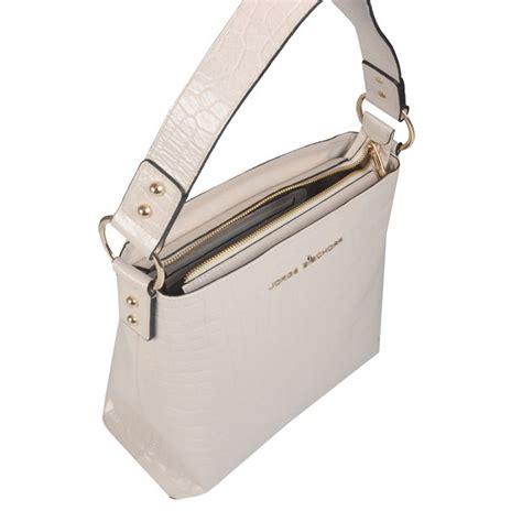 Bolsa Semi Estruturada Couro Croco Off White V22 Jorge Bischoff