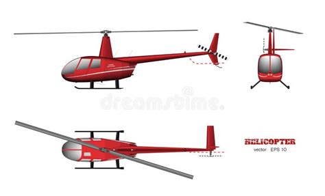 Red Helicopter. Top, Front and Side View. 3d Image of Business Vehicle ...