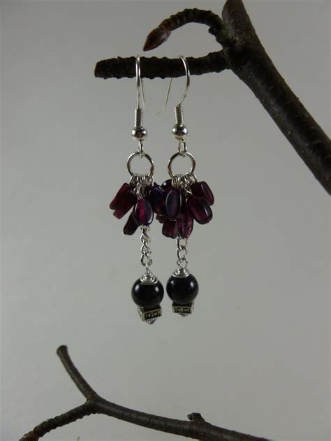 Garnet Dangle Earrings January Birthstone Garnet Earrings Genuine