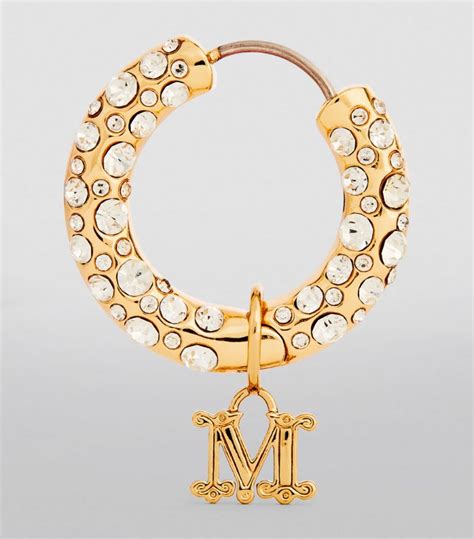 Max Mara Crystal Embellished Monogram Hoops Harrods Uk