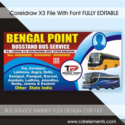 Travels Bus Service Banner Flex Design Cdr File Cdrelements