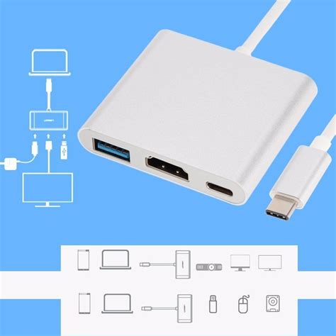 Convertidor Adaptador Usb Tipo C Hdmi 3 In 1 Hub Macbook Pc 650 00