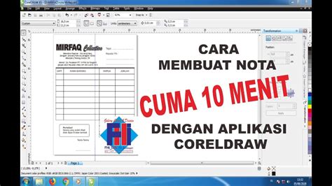 Cara Membuat Nota Cuma Menit Dengan Coreldraw X Youtube