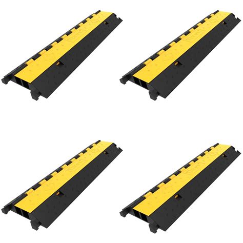 Vevor 4 Pack Rubber Cable Protector Ramp 2 Channel Heavy Duty 66000lb