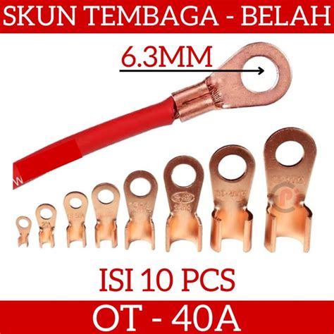 Jual Isi 10 Pcs Skun Kabel CU Tembaga Belah OT 40A 6mm For Kabel