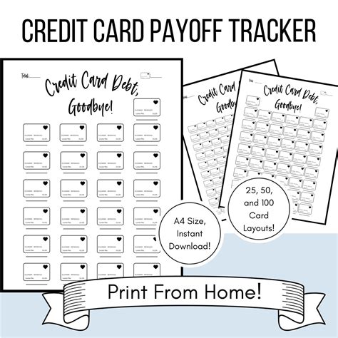 Credit Card Debt Payoff Tracker Printable A Size Payment Etsy