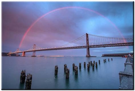 Rainbow over the bridge | Over the bridge, Bay bridge, City