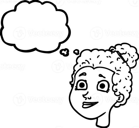 Hand Drawn Thought Bubble Cartoon Female Face Icon 40826173 Png