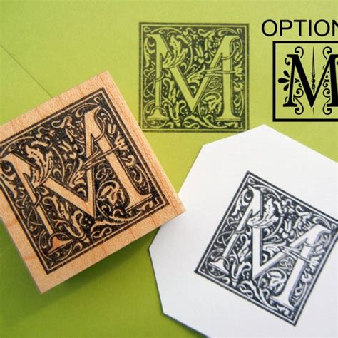 Custom Monogram Initial Rubber Stamp 2 Options Illuminated Etsy