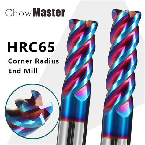 Tungsten Carbide Corner Radius End Mill HRC65 R0 2 R0 5 R1 4 Flutes