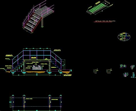 Steel Platform Stair, Entrance Stair DWG Detail for AutoCAD • Designs CAD