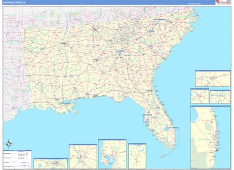 Us Southeast Regional Wall Map Basic Style By Marketmaps Mapsales