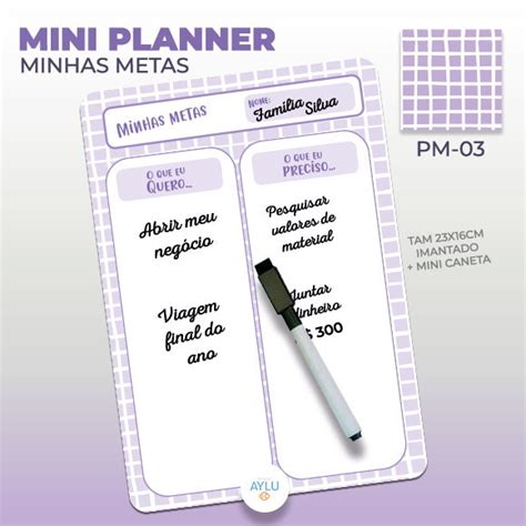 MINI PLANNER METAS PM 03 IMANTADO Elo7 Produtos Especiais