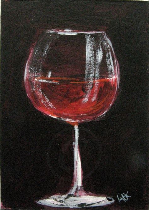 Items Similar To Red Wine Glass Painting Wine Art Original Aceo