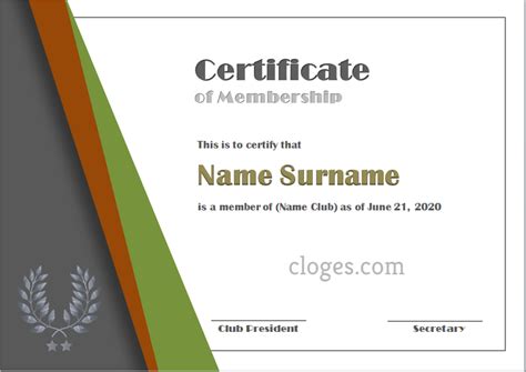 Classic Microsoft Word Certificate Of Membership Template