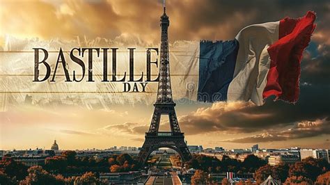 Bastille Day Celebration On July 14 With The Flag And The Eiffel Tower