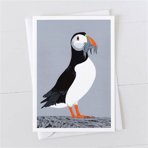 Puffin with Sand eels Card | Bird the Artist