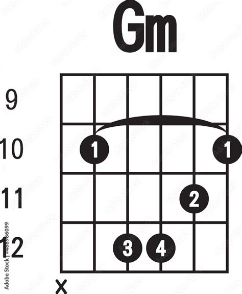 Gm-chord diagram , flat style. finger chart icon, guitar chords symbol ...
