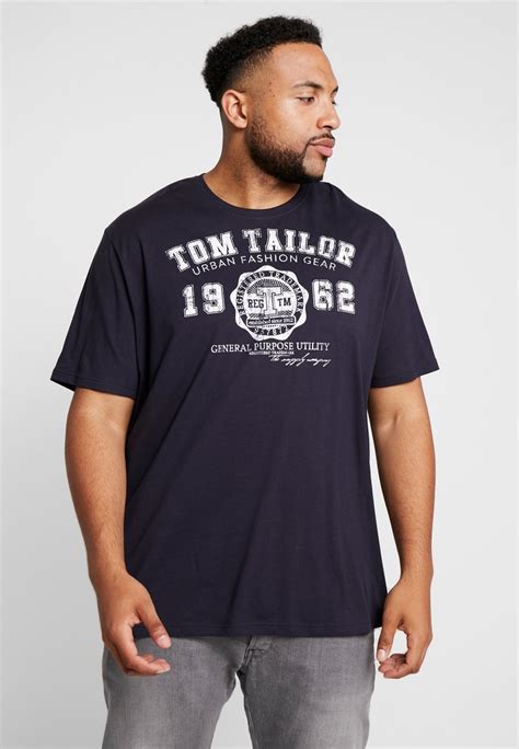 Tom Tailor Men Plus Logo T Shirt Print Navy Blue Donkerblauw