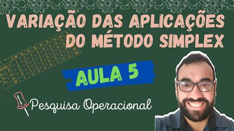 Pesquisa Operacional 5 Variação das aplicações do Método Simplex