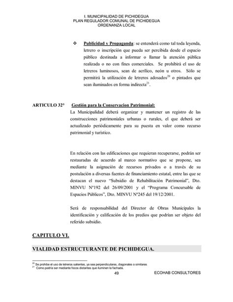 Plan Regulador Comunal De Pichidegua Ordenanza Local Pdf