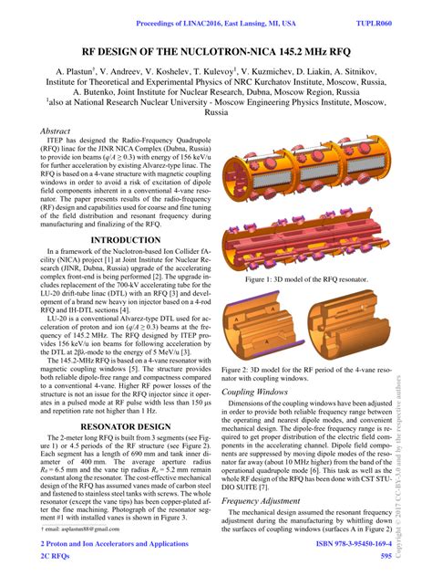 PDF RF DESIGN OF THE NUCLOTRON NICA 145 2 MHz RFQ