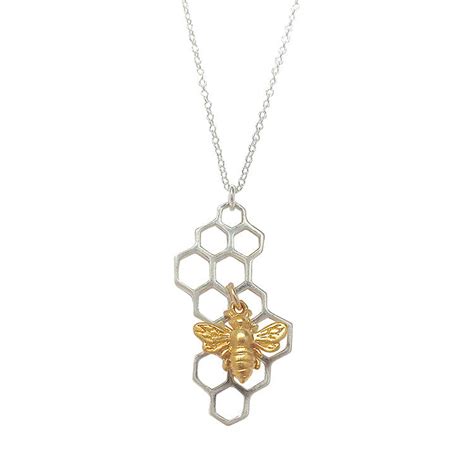 Honeycomb Necklace with Bee Charm - Tangerine Jewelry Shop