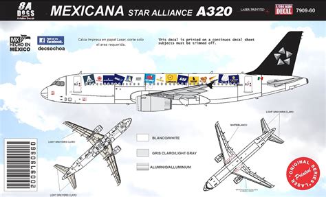 8aDecs Decals Catalogue Mexicana Star Alliance A320