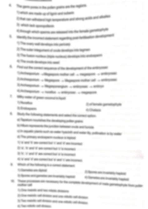 Solution State Board Plus Two Botany Chapter 2 Sexual Reproduction In