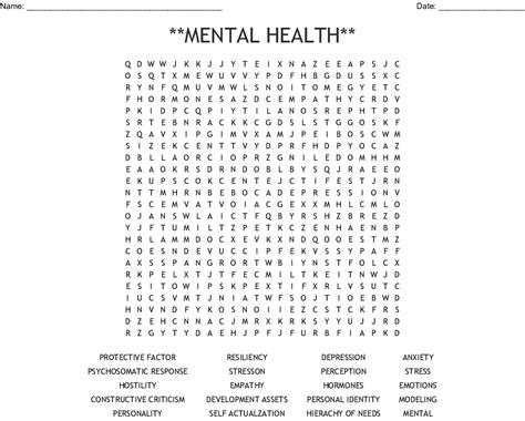 Free Printable Mental Health Word Search Pdf