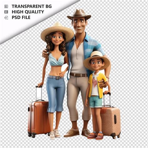 Fam Lia Latina Viajando D Cartoon Estilo Fundo Branco Psd Premium