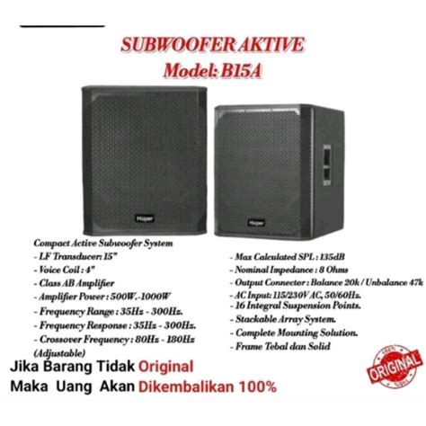 Jual Subwoofer Aktif Inch Huper G A G A Original Garansi Resmi