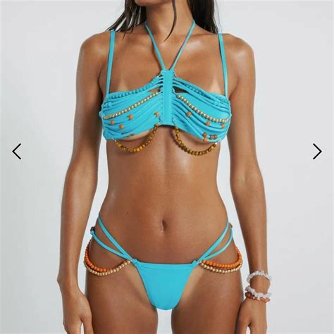 Jaded London Teal Beaded Bikini Size Xs Brand New Depop